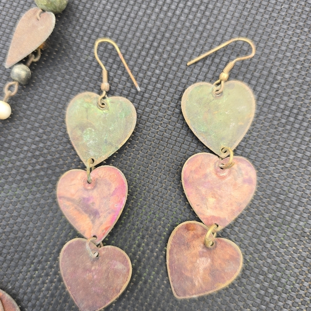 Metal Multi Colored jewelry lot Heart Boho Industrial Statement Necklace set - Picture 3 of 6